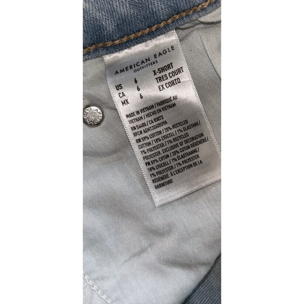 American Eagle Boho Wide Leg Crop Jeans Festival Relaxed Fit Sz 6 X-short 32x25